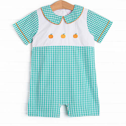 Prim Pumpkins Embroidered Jon Jon, Green – Stitchy Fish