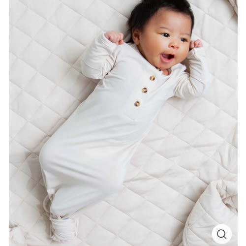 Bums & Roses Knotted Gown with Buttons, Matching with Women’s Robe | Cream Puff