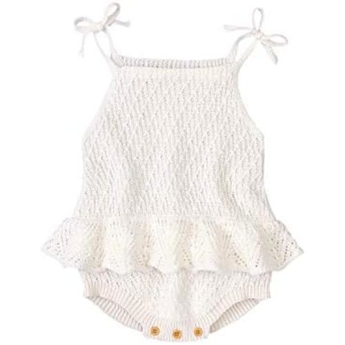 mimixiong Baby Sleeveless Romper Girls One Piece Cotton Outfit Halter Jumpsuit