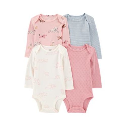 Baby Girls Long Sleeve Bodysuits - 4 Pack