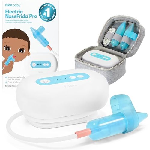 Frida Baby Electric NoseFrida Pro Nasal Aspirator, Hospital Grade Suction | Nose Sucker for Baby & Toddler Congestion Relief, 5 Suction Levels, 2 Tips, Cordless with Case