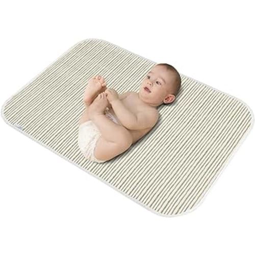 Baby Diaper Changing Pad, 21 5/8" x 31.5" Waterproof Changing Pad Liners - Reusable Soft and Absorbent Portable Changing Mat(Stripe1PCS)