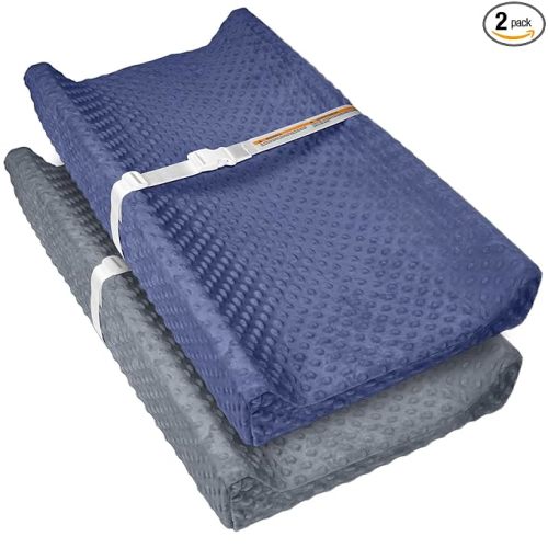 2 Pack Baby Changing Pad Covers, Super Soft Plush Dot Diaper Changing Table Covers Fit 32x16 Inch Changing Table Pad for Baby Boys & Girls