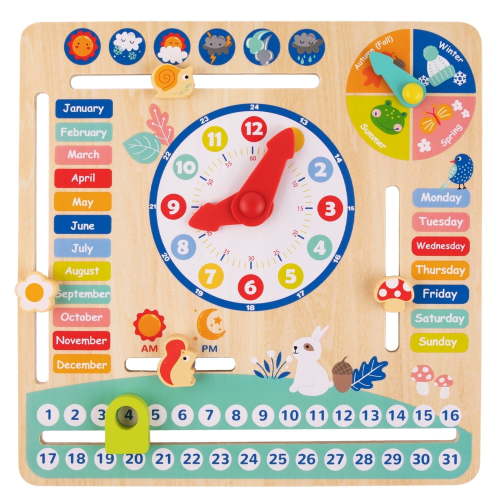 Tookyland Montessori Educational Wooden Learning Toys Kids Daily Calendar, Clock Wooden Toys,Toddler, Kids Age 3+