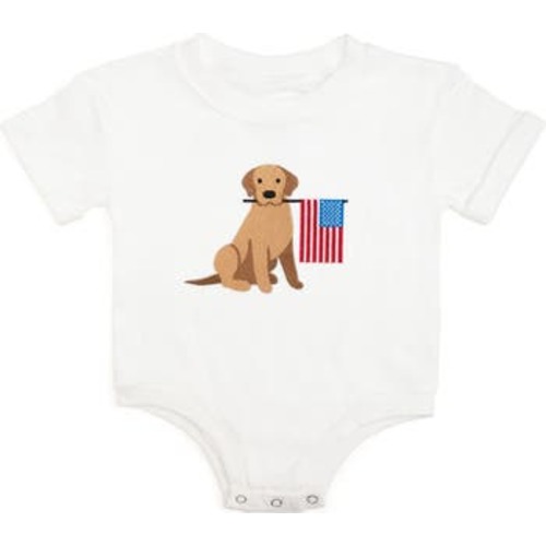 Patriotic Pup Patch Short Sleeve Romper, 6-12M