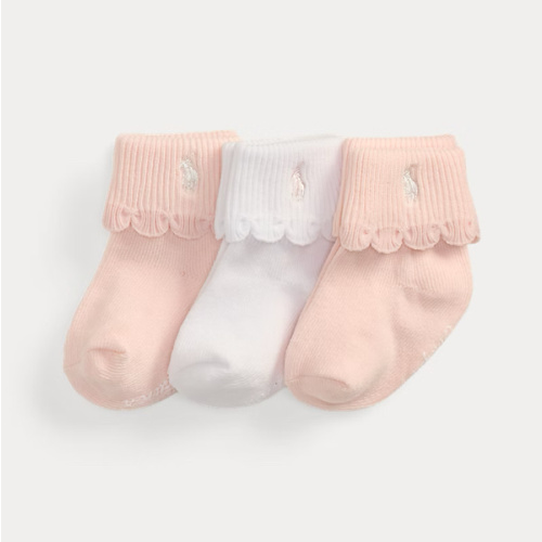 Scalloped-Cuff Crew Sock 3-Pack