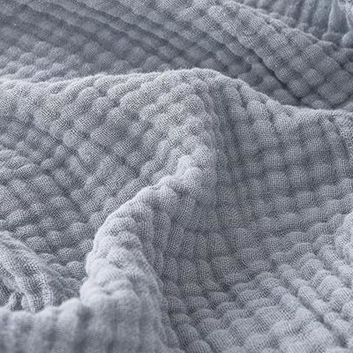 EMME Muslin Blankets for Adults Throw Blanket for Couch Breathable Gauze Soft Lightweight Airy Dusty Blue Throw XL 50" x 71"