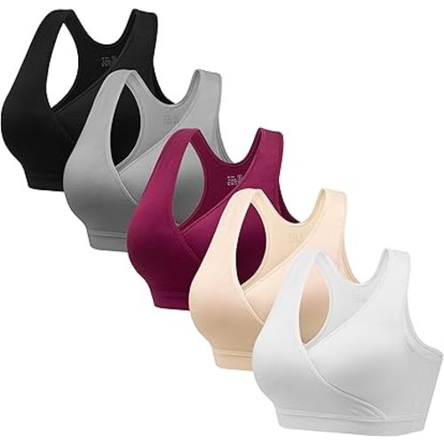 HBselect Nursing Bras for Breastfeeding, Maternity Nursing Sleep Bra Wireless Pregnancy Sleep Bralette 3/5 Pack