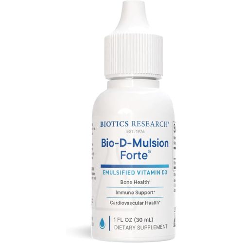 BIOTICS RESEARCH Bio-D-Mulsion Forte Liquid Vitamin D Drops 4000 IU – Vitamin D3 2000iu /Drop for Adults –Best Absorption, Strengthens Bones, Supports Cardiovascular & Immune System -1 fl oz