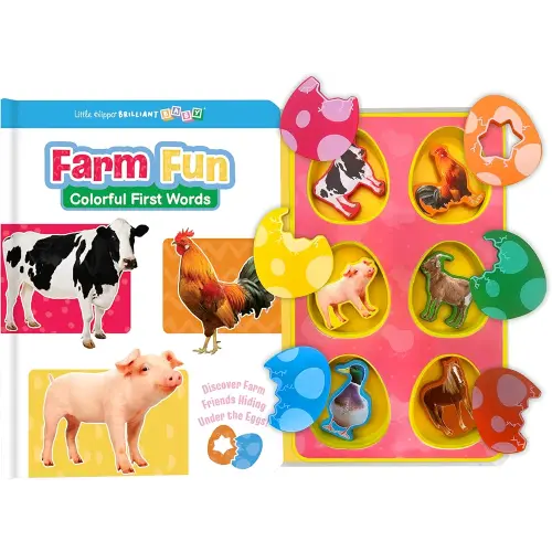 Little Hippo Books Farm Fun I Colorful First Words with Farm Animals I Baby Book with Wooden Farm Characters | Perfect Sensory Books for Toddlers I ... (Brilliant Baby® Early Learning Collection)