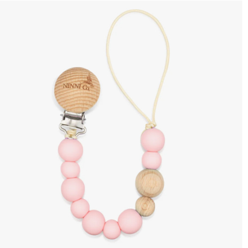 Ninni Co. Rosebud Pink Pacifier Clip