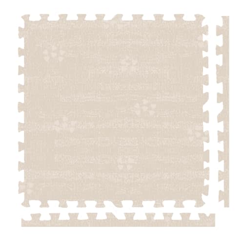 Play Platoon Kids Play Mat, 9 Tile 72x72 Inch - Brushed Cotton, Extra-Thick | Interlocking Foam Tiles, 24x24 Inch Tiles with Border Pieces, Non-Toxic Materials, For Toddlers, Playroom or Playpen