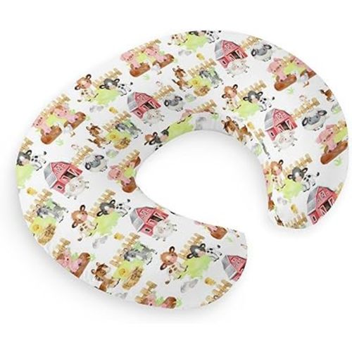 HawSkgFub Farm Animals Barn Life Nursing Pillow Cover for Baby Boys Girls, Neutral Cow Chicken Pig Sheep Horse Breastfeeding Pillow Slipcover, Nursing Pillowcase for Newborn Infant, Cover Only