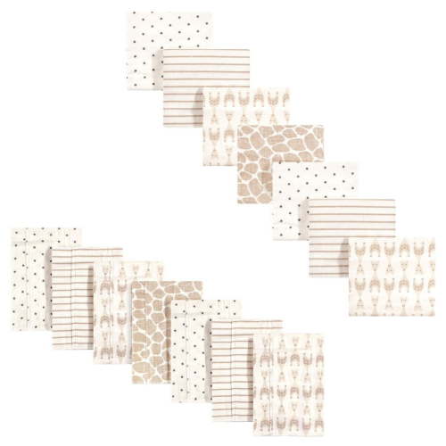 Hudson Baby Unisex Baby Cotton Flannel Burp Cloths and Receiving Blankets, 14-Piece, Neutral Giraffe, One Size
