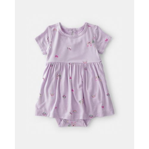 Baby Girl Fairytale Short-Sleeve PurelySoft Bodysuit Dress - Purple | Carter's