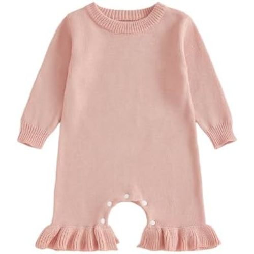 Newborn Baby Girl Sweater Romper Pants Knit Jumpsuit Overall One Piece Outfit Fall Winter Clothes