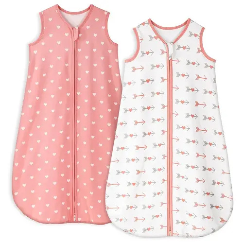 Yoofoss Baby Sleep Sack 6-12 Months TOG 1.0 Baby Wearable Blanket, 2 Pack 100% Organic Cotton Infant Toddler Sleeping Sack 2-Way Zipper Lightweight Sleep Sack