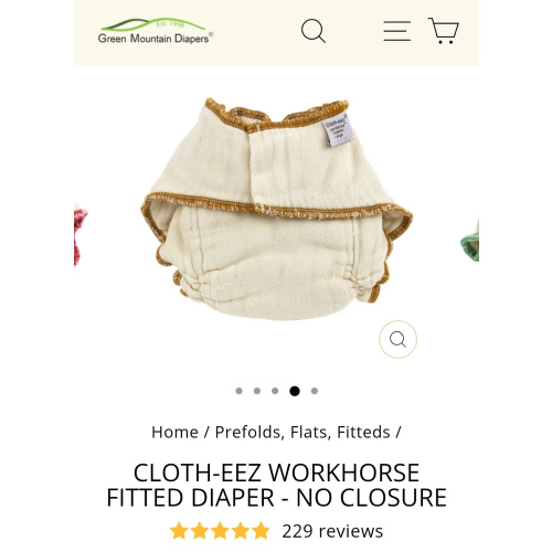 Large Cloth-eez Workhorse Fitted Diapers - No Closure