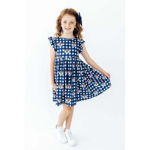 Auburn Plaid Aubie Flutter Twirl Dress