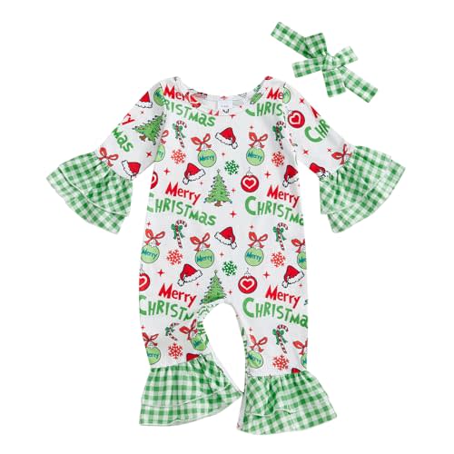 My First Christmas Baby Girl Outfit Newborn Merry Christmas Onesie Santa Hat Romper Jumpsuit Infant Xmas Clothes