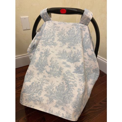 Toile Baby Car Seat Tent, Choose Your Color Infant Carrier Canopy, French Toile Baby Shower Gift, Neutral Baby