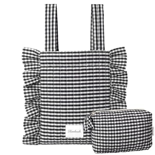 Abbylike Plaid Stroller Bag Stroller Organizer | with Detachable Handle Drawstring Pocket, Ruffle Stroller Caddy, Stroller Hanging Bag, Universal, Fashion