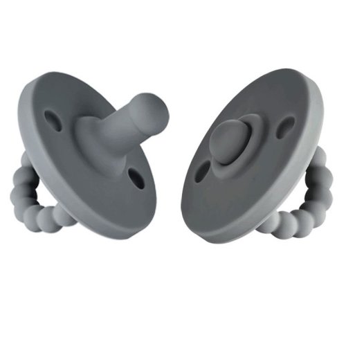 Soother Pacifier - Silicone Newborn Pacifiers with Collapsible Handle & Two Air Holes for Added Safety, Ages Newborn and Up