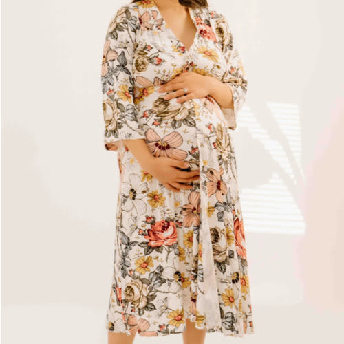 Lila Labor & Postpartum Gown in Vintage Floral