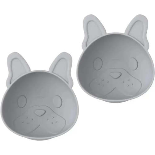 Melii - Silicone Suction Bowls,10.1 oz, 2 Pack, Bulldog