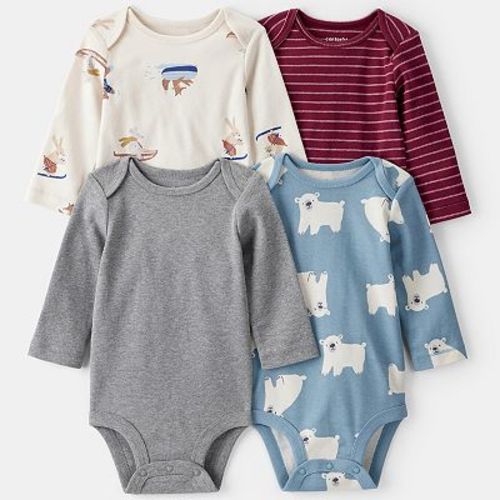 Baby Boy Carter's 4-Pack Polar Bear Animal Print Long-Sleeve Bodysuits