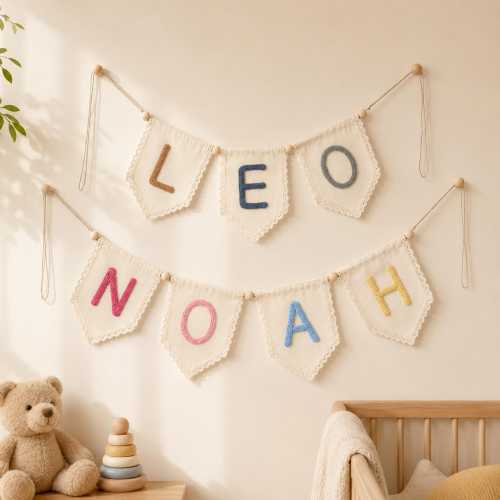 Name Banner | Boho Nursery Decor Banner | Personalized Newborn Name Sign | Custom Baby Room Decor | Fabric Name Banner