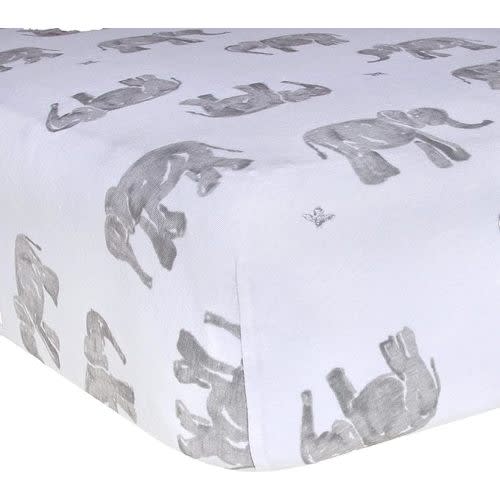 Burts Bees Baby Print Fitted Crib Sheet Organic Cotton BEESNUG - Counting Sheep Animal Prints, Fits Unisex Standard Bed and Toddler Mattress, Infant Essentials, 52 x 28 Inch 1-Pack