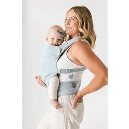 Mabē Monarch Ergonomic Baby Carrier – Premium Cotton Soft Structured Newborn to Toddler Carrier with Hip-Healthy Design, 3 Carry Positions (7-35lbs), Lightweight & Breathable, (Dream Wash Denim)