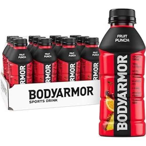 BODYARMOR Sports Drink Sports Beverage, Fruit Punch, Coconut Water Hydration, Natural Flavors With Vitamins, Potassium-Packed Electrolytes, Perfect For Athletes, 16 Fl Oz (Pack of 12)