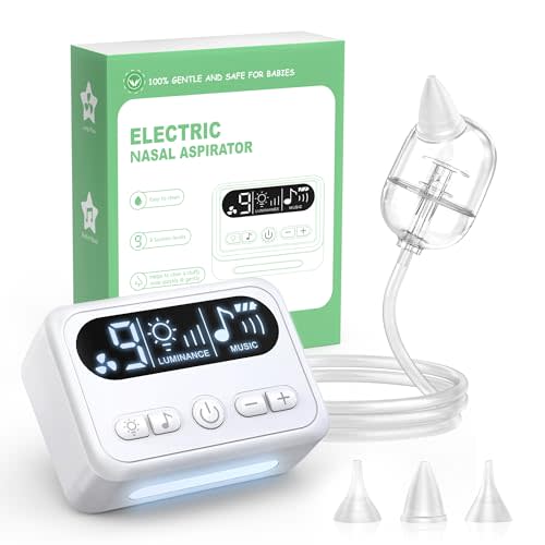 Nasal Aspirator for Baby, Electric Nose Sucker for Baby & Toddler, Congestion Relief with 3 Levels Suction,Soothing Light & Nursery Rhymes (Large B)