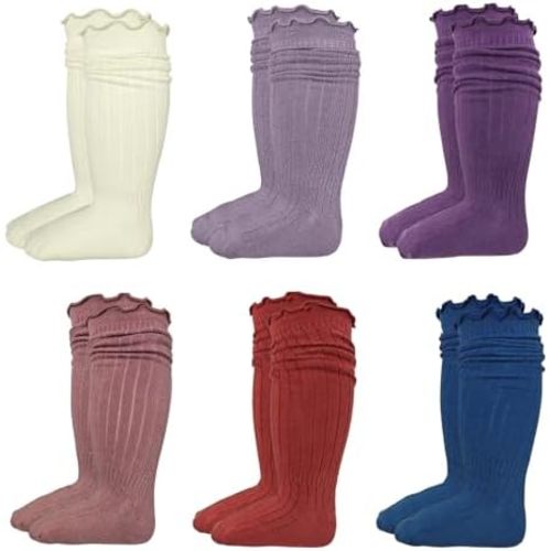 MINI PANDA 6 Pairs of Baby Socks, Toddler Knee-High Socks for Boys and Girls