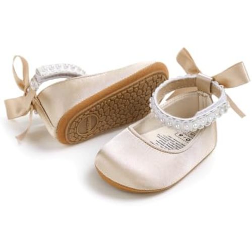 Baby Girls Mary Jane Flats Wedding Uniform Dress Shoes Soft Anti-Slip Sole Infant Newborn Crib First Walkers Prewalker Shoe