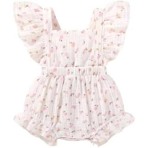 Happy Town - Baby Girl - Infant Romper Sleeveless Pink Flora Jumpsuit