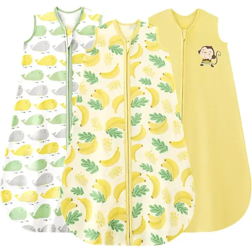 Yoofoss Baby Sleep Sack 6-12 Months Baby Wearable Blanket 100% Cotton 2-Way Zipper TOG 0.5 Toddler Sleeping Sack 3 Pack, Lightweight Sleep Sacks for Babies(Medium)