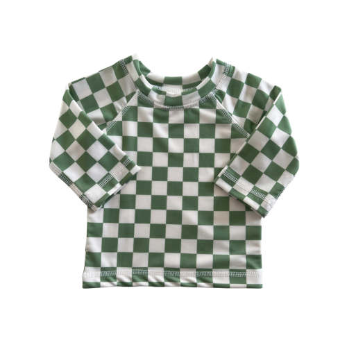 Lime Checkerboard / Maui Rashguard / UPF 50+