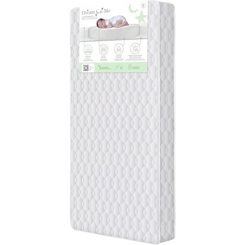 Dream On Me 5" Cozy Cloud 2-in-1 Crib and Toddler Mattress, Dual-Sided - Infants & Toddlers, Breathable & Waterproof, 75% Recycled Fiber, GREENGUARD Gold & Baby Safety Alliance Certified – Taffeta