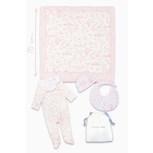 4-Piece Newborn Set - Toile de Jouy / Pink