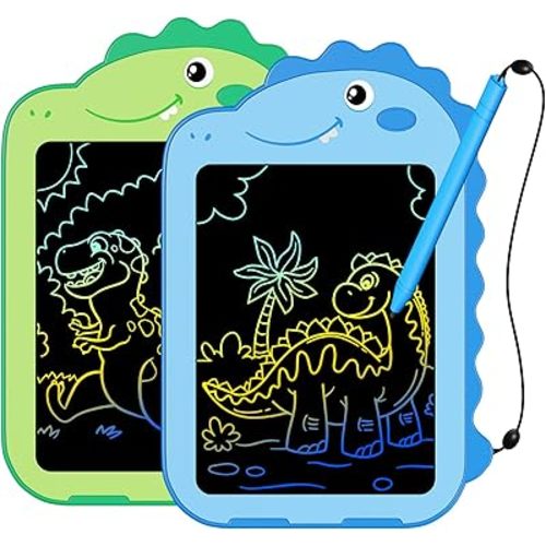 2 Pack LCD Writing Tablet for Kids, 6.5 Inch Colorful Doodle Board Drawing Tablet, Educational Kid Toys, Doodle Pad Dinosaur Toys for 3 4 5 6 7 8 Year Old Boys Girls
