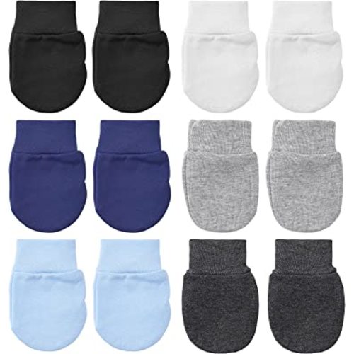 Aster 6 Pairs Newborn Baby Mittens Infant Toddler Gloves Soft Cotton No Scratch Mittens for 0-6 Months Baby Boys Girls