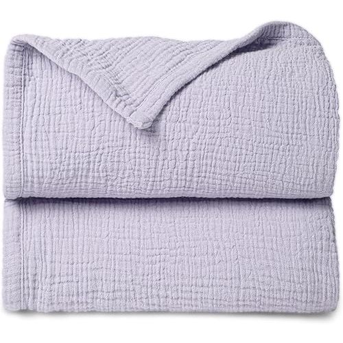 Lulu moon Muslin Quilt Blanket, Crib Blanket for Baby and Toddler,47x47 Inches(Purple)