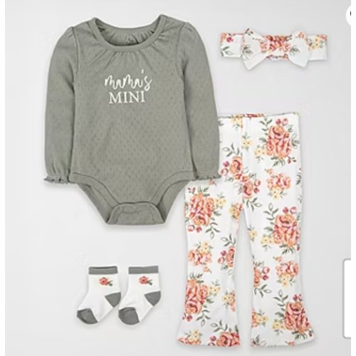 Baby Essentials Baby Girls 4-pc. Pant Set, Color: Sage - JCPenney