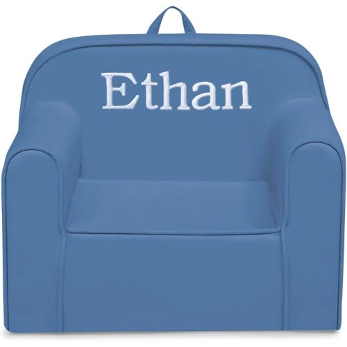 Delta Children Personalized Cozee Chair - Customize with Name – Foam Kids Chair for Ages 18 Months and Up, Indigo