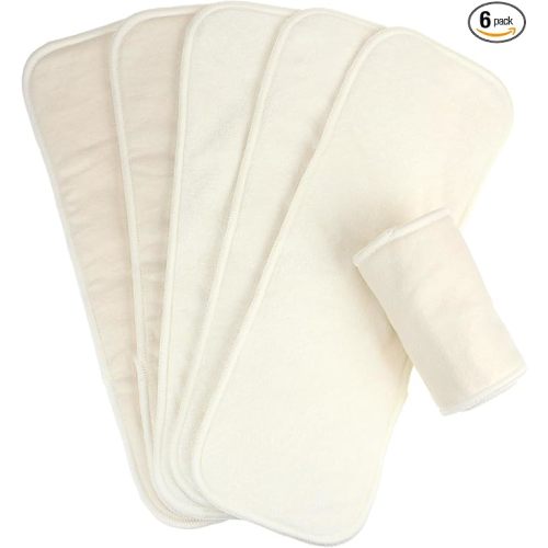 Mama Koala 6-Layer Natural Cotton Cloth Diaper Inserts, 6pk