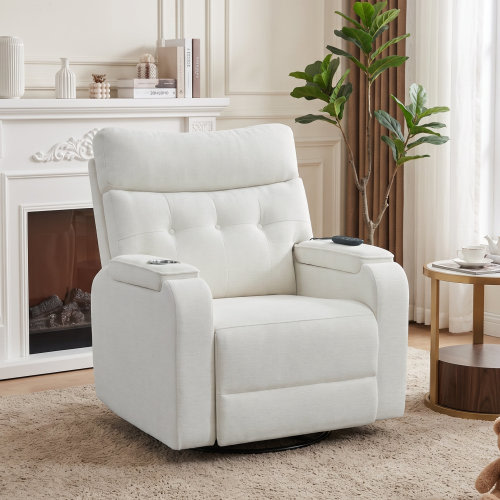 Latitude Run® Modern Chenille Swivel And Rocker Power Recliner Chair With Timing And Type-C Port & Reviews | Wayfair