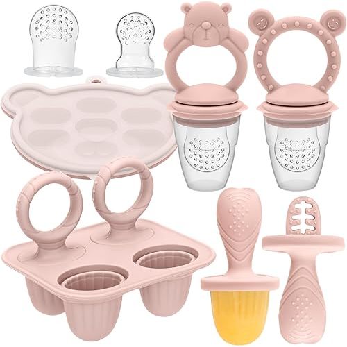4-Cavity Mini Popsicles Molds with Sticks for Babies, Silicone Fruit Food Feeder Breastmilk Popsicle Molds for Teething Relief, Frozen Treats Maker Popsicle Maker Ice Pop Mold for Toddlers Kids